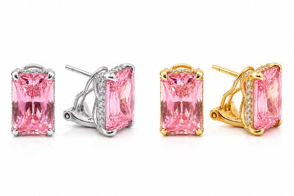 Mini Emerald Cut with Halo Stud - KE192045