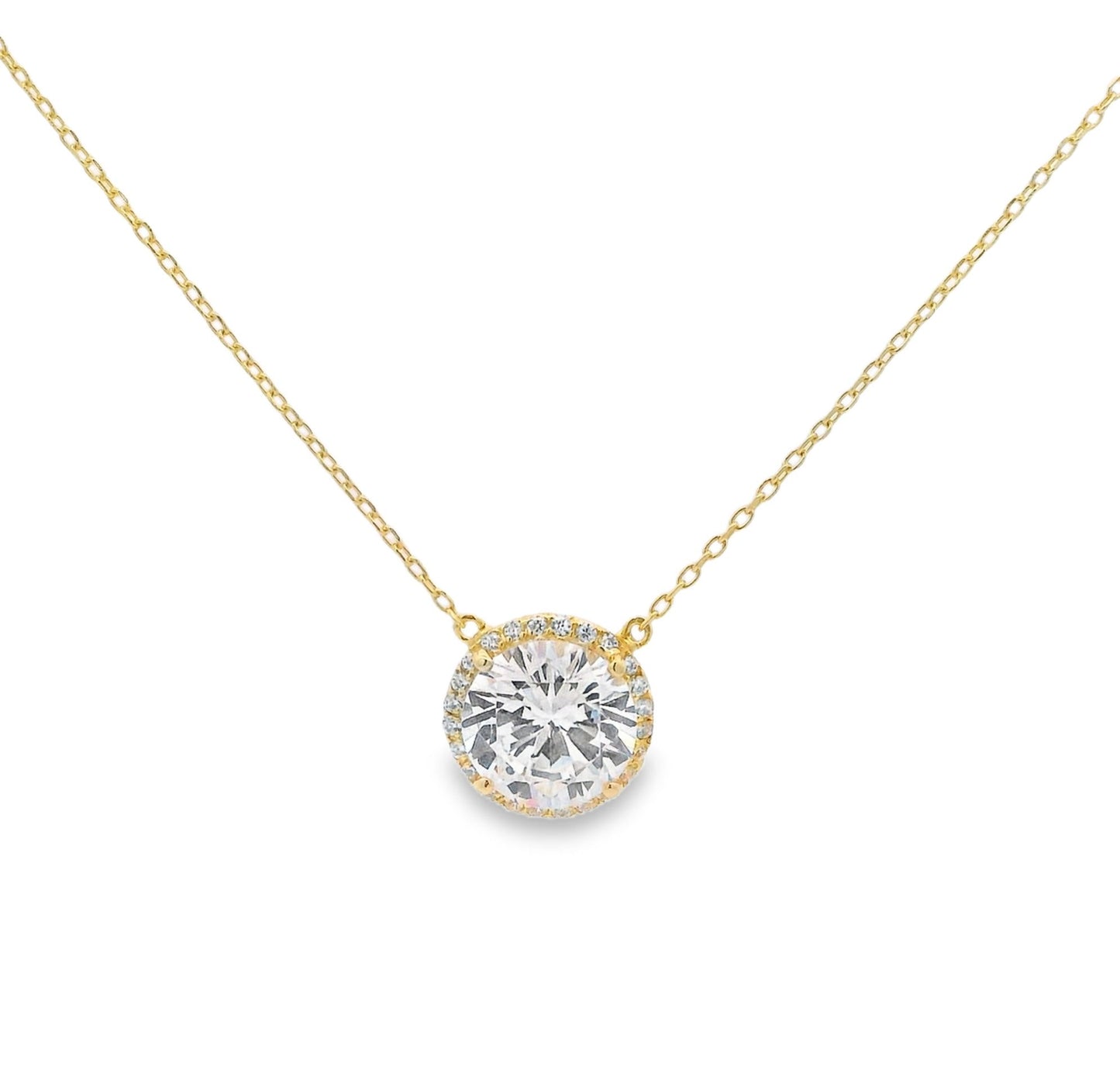 10MM Halo Solitaire Necklace 15+3" - PGN29174