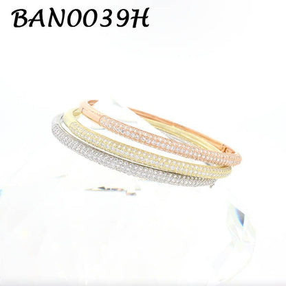 3 Row Pave Half Way Bangle - BAN0039H