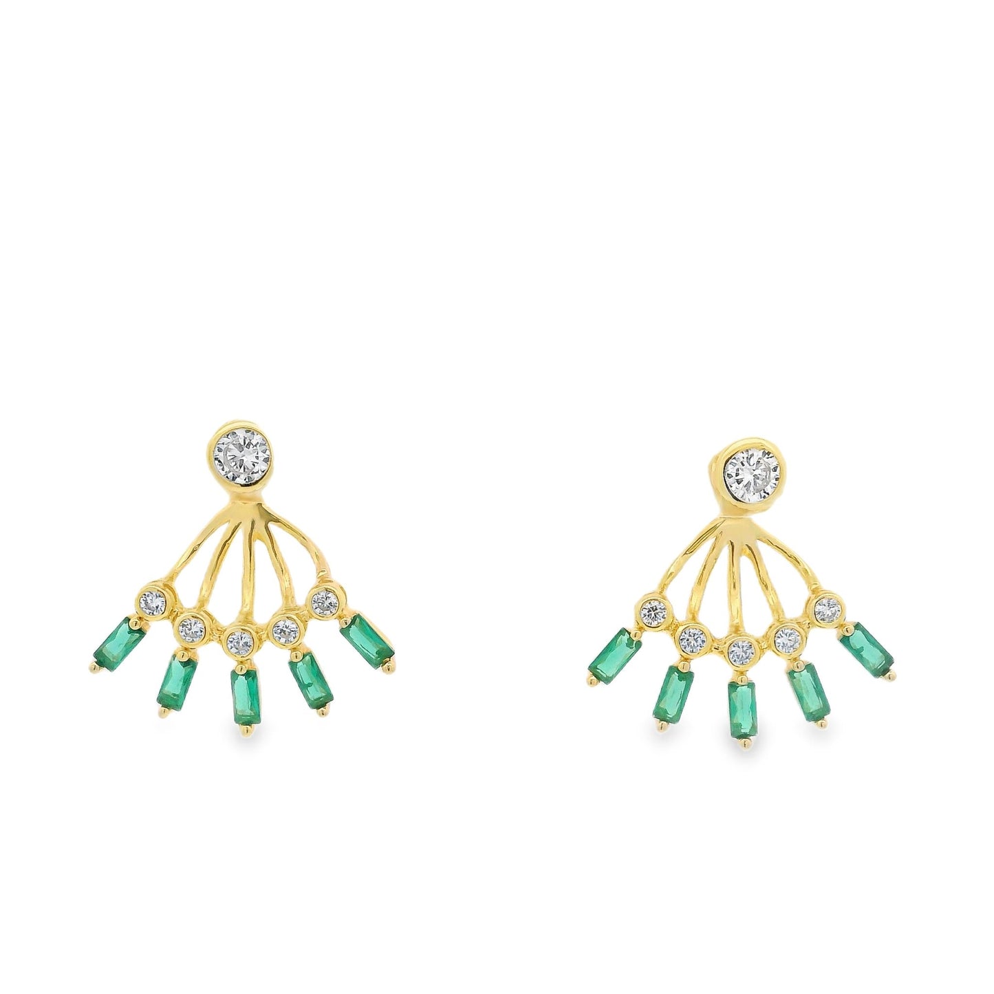Bezel-Baguette Peek A Boo Earrings - KE192154