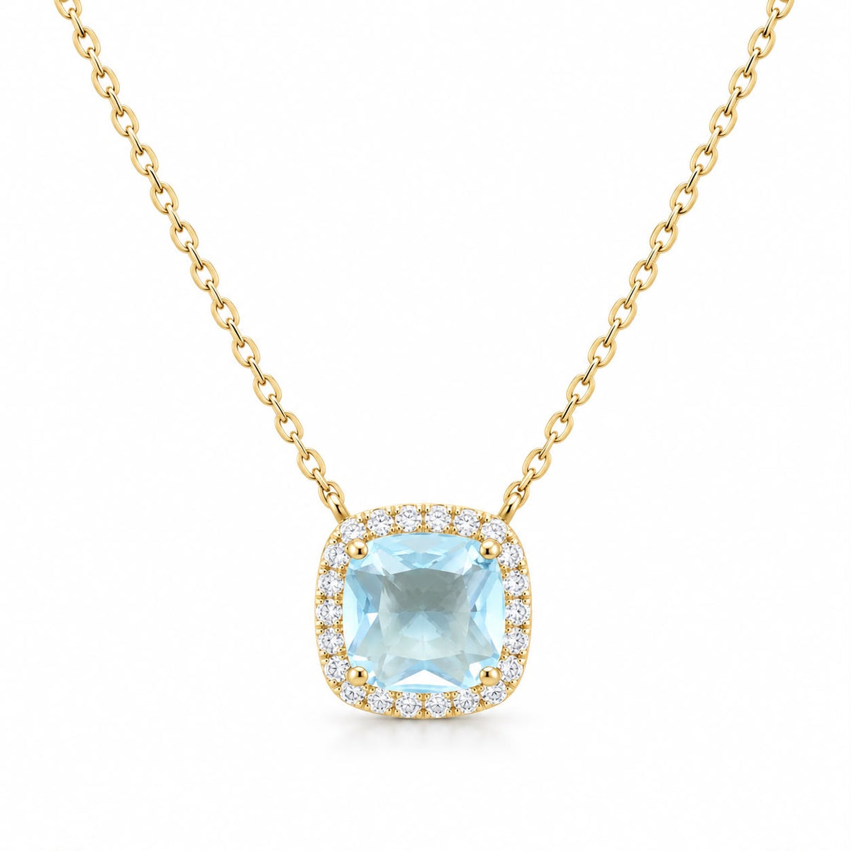 Halo Cushion Necklace 15+3" - PGN29867