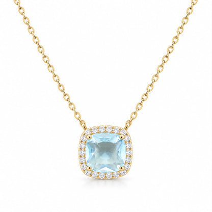Halo Cushion Necklace 15+3" - PGN29867