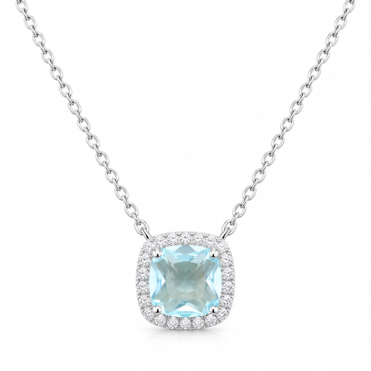 Halo Cushion Necklace 15+3" - PGN29867