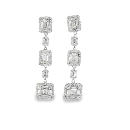 3 Tier Elegant baguette Earring - KE192055