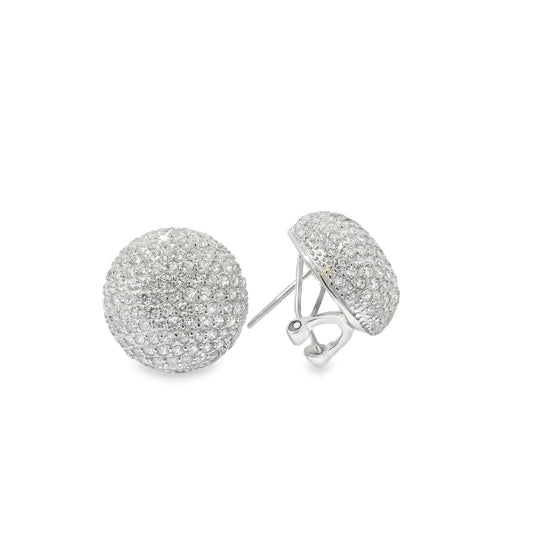 Large Pave Button Omega back Earring - KE19474