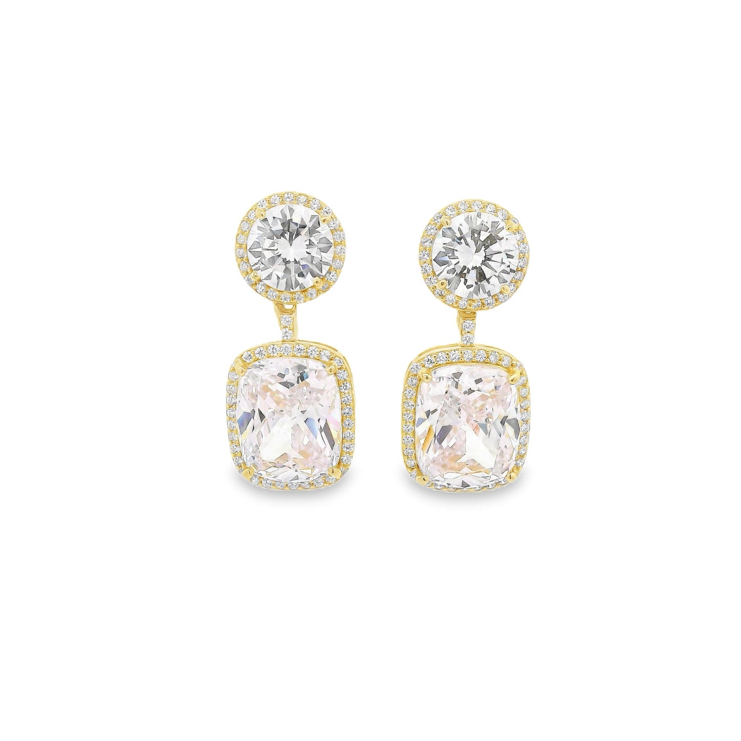 Cushion Cut Drop Halo Earrings - KE192018
