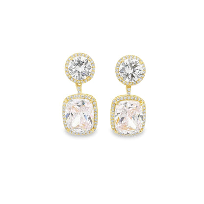 Cushion Cut Drop Halo Earrings - KE192018