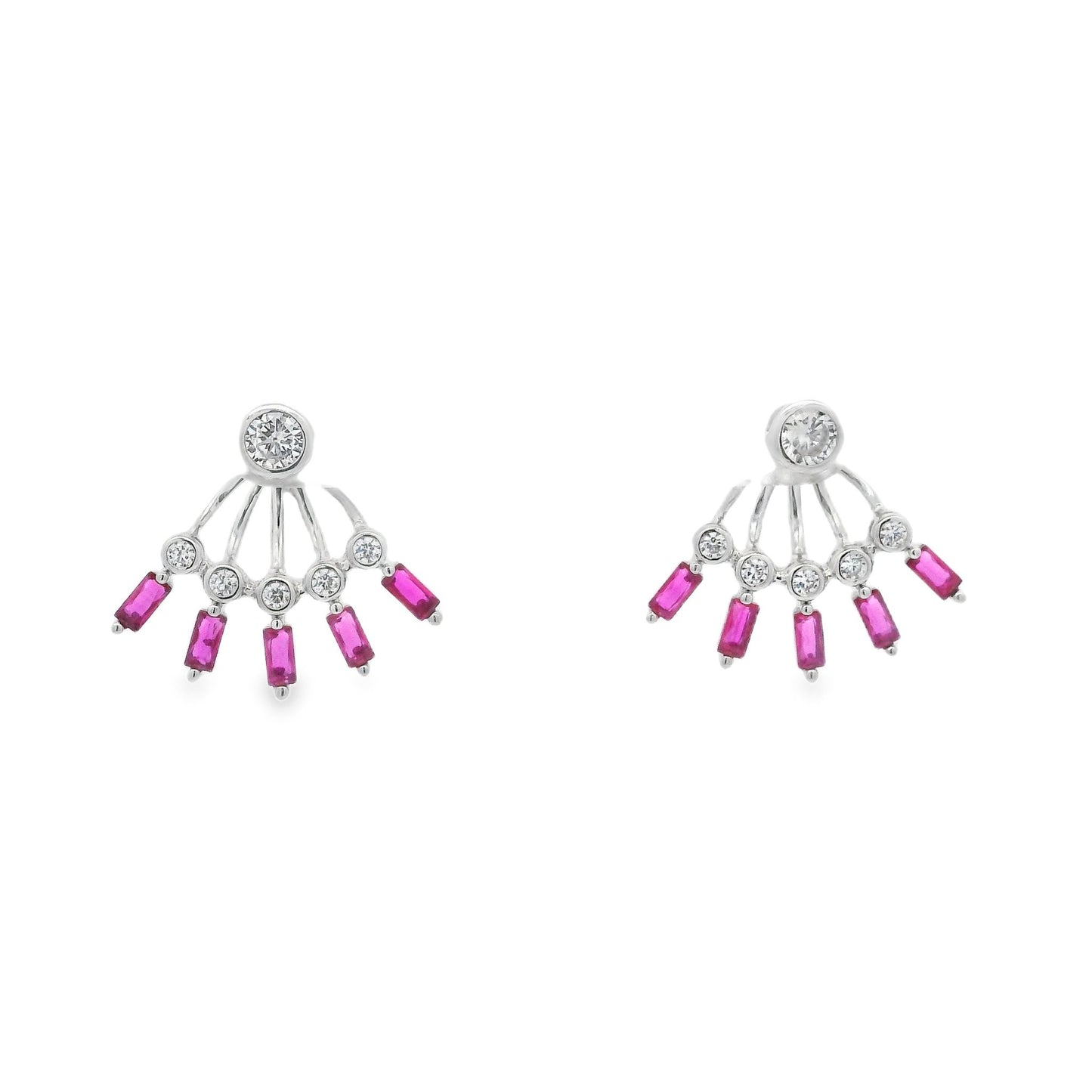 Bezel-Baguette Peek A Boo Earrings - KE192154