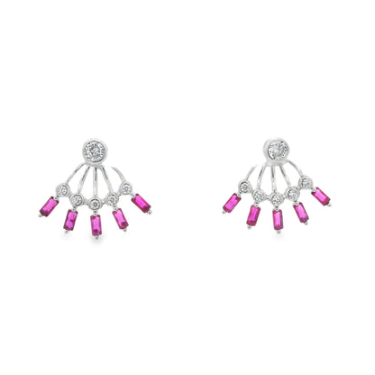 Bezel-Baguette Peek A Boo Earrings - KE192154