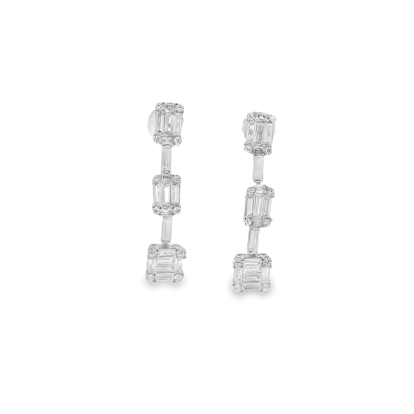 3 Baguette Cascade Earrings - KE192111