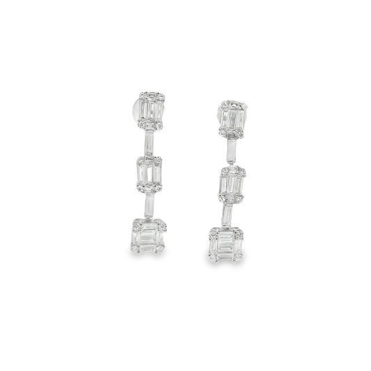 3 Baguette Cascade Earrings - KE192111