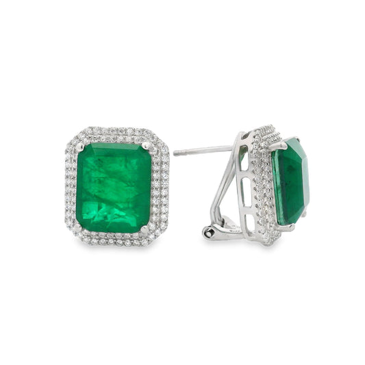 Double Halo Elegant Emerald Cut Earring - KE192048