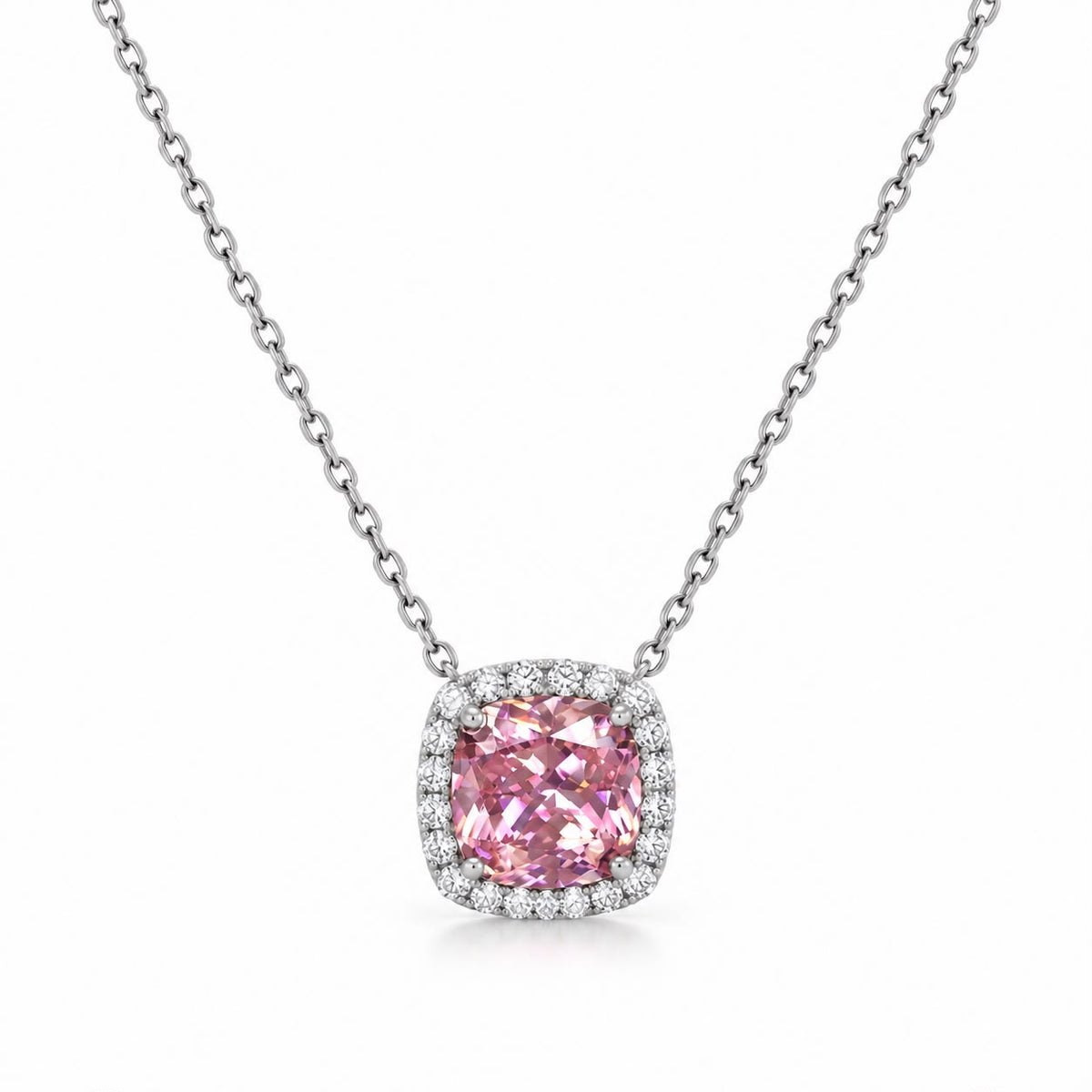 Halo Cushion Necklace 15+3" - PGN29867