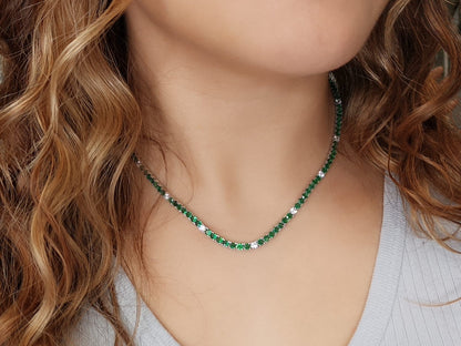 3MM 4PRONG 7/1 Color Tennis Necklace - KN22158-3