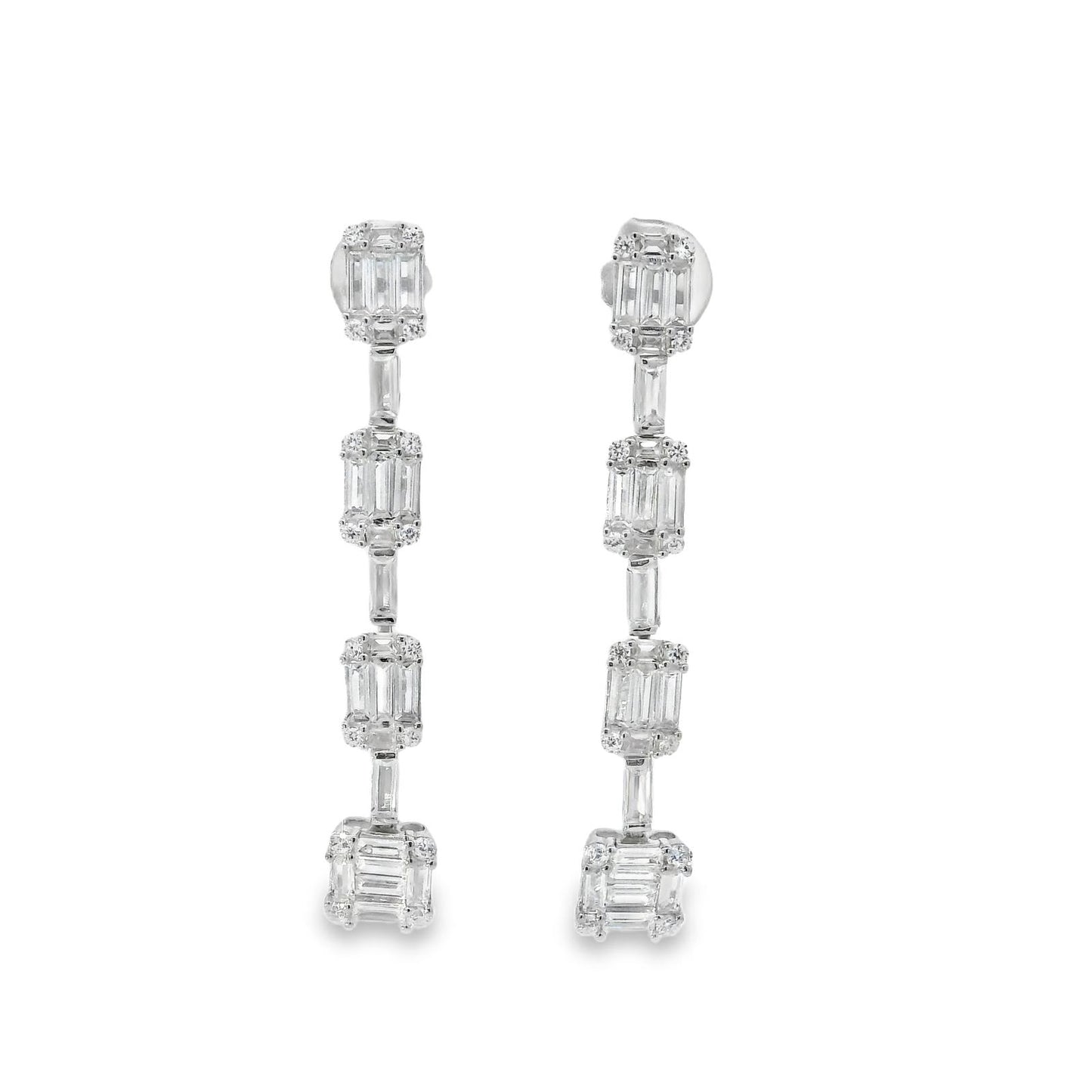 4 Baguette Cascade Earrings - KE192112