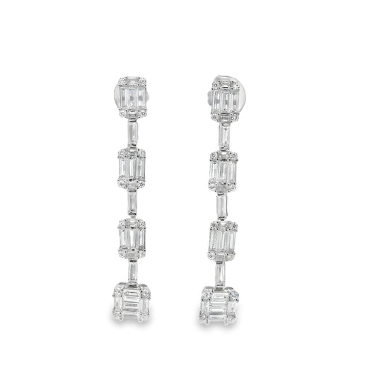 4 Baguette Cascade Earrings - KE192112