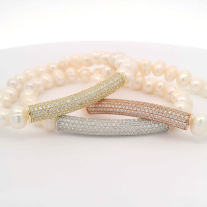 Pave Bar Fresh Water Pearl Bracelet - KB33093
