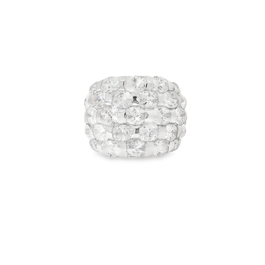 Elegant Multi-Layered Crystal Ring