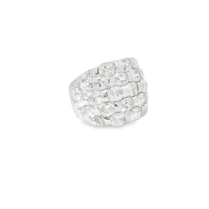 Elegant Multi-Layered Crystal Ring