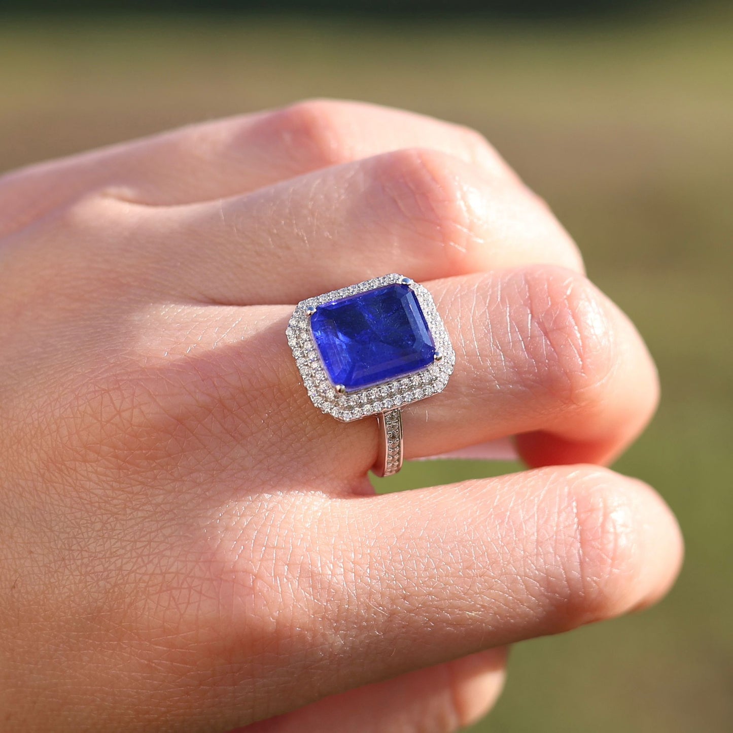 Elegant Large Emerald Cut Double Halo Ring - KR661014