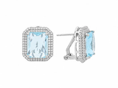 Double Halo Elegant Emerald Cut Earring - KE192046