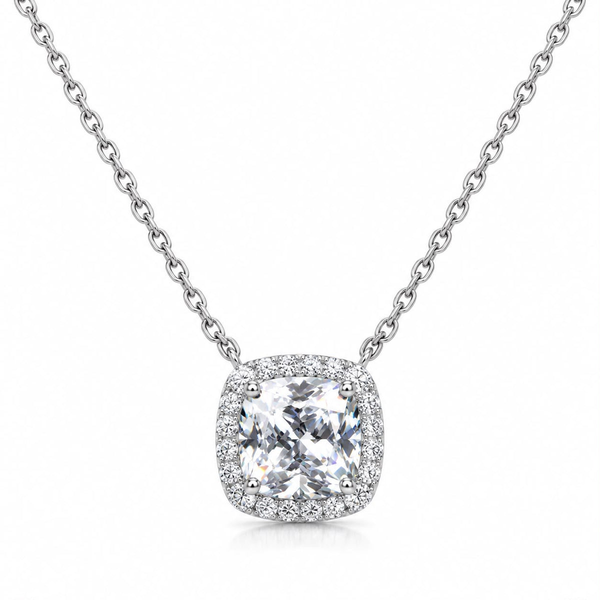 Halo Cushion Necklace 15+3" - PGN29867