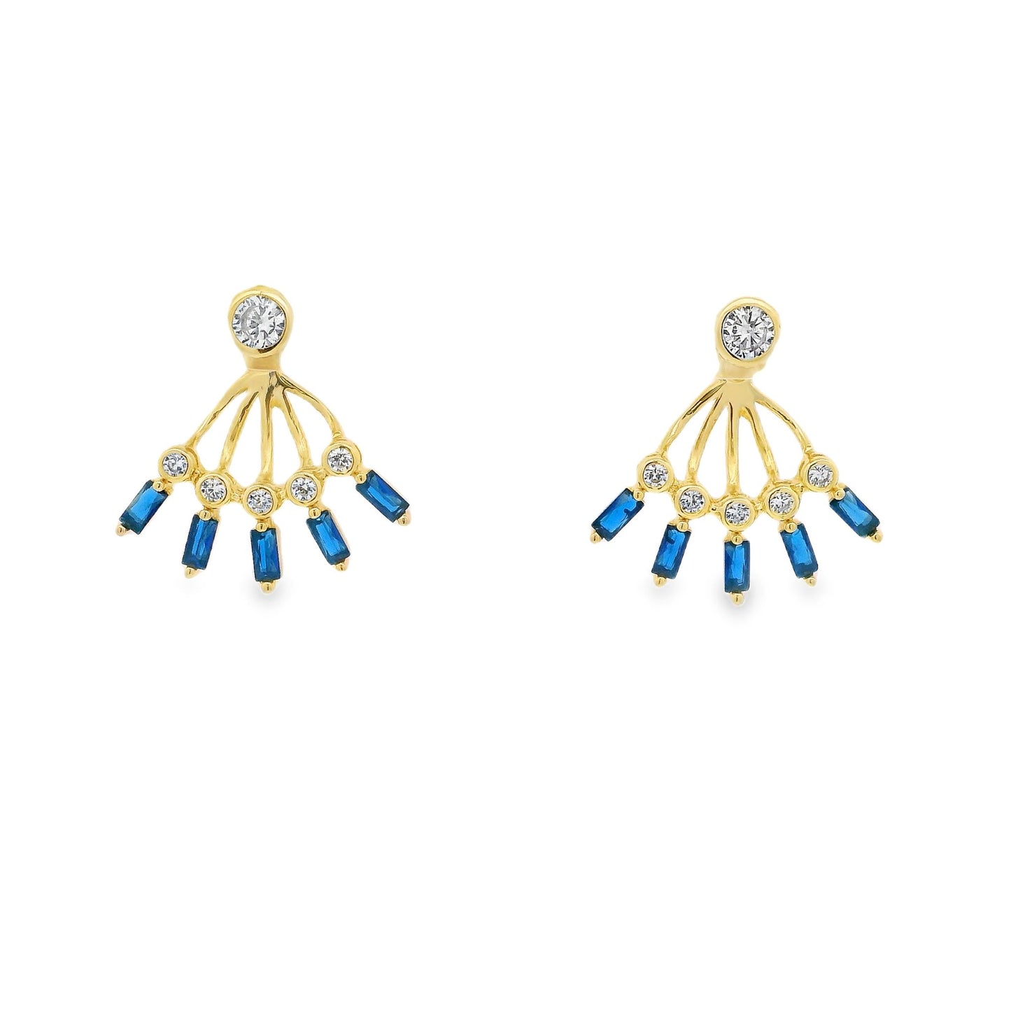 Bezel-Baguette Peek A Boo Earrings - KE192154