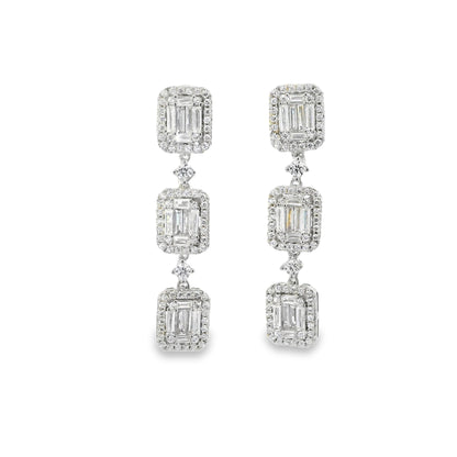 3 Baguette Drop Earrings - KE192061