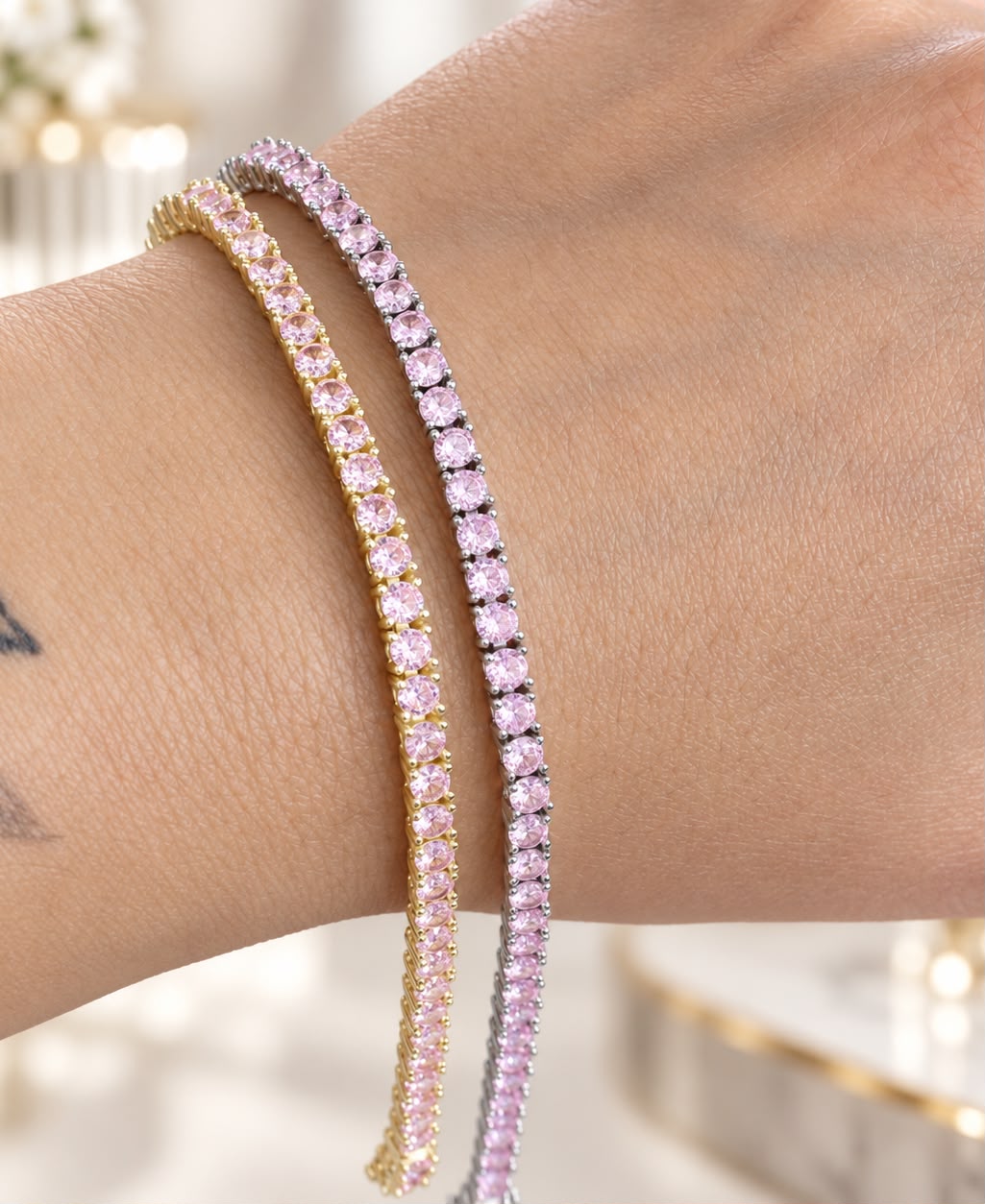 Color CZ 3MM 4prong  Tennis Bracelet - KB33070