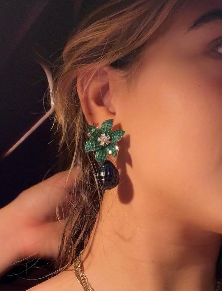 Large Flower Drop Omega Back Earring - AE100091W