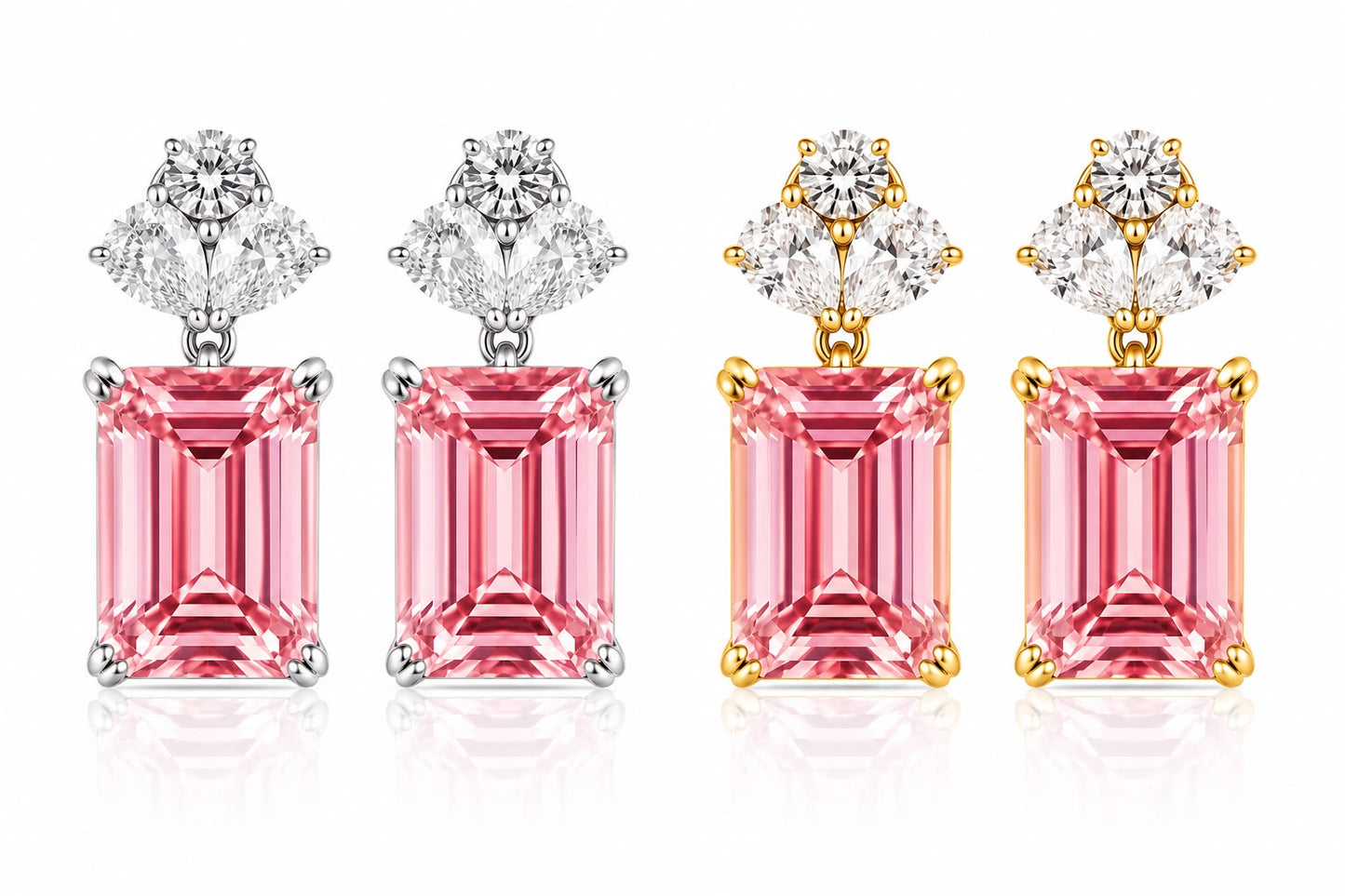 Fancy Emerald Cut Medium Earring - KE192013