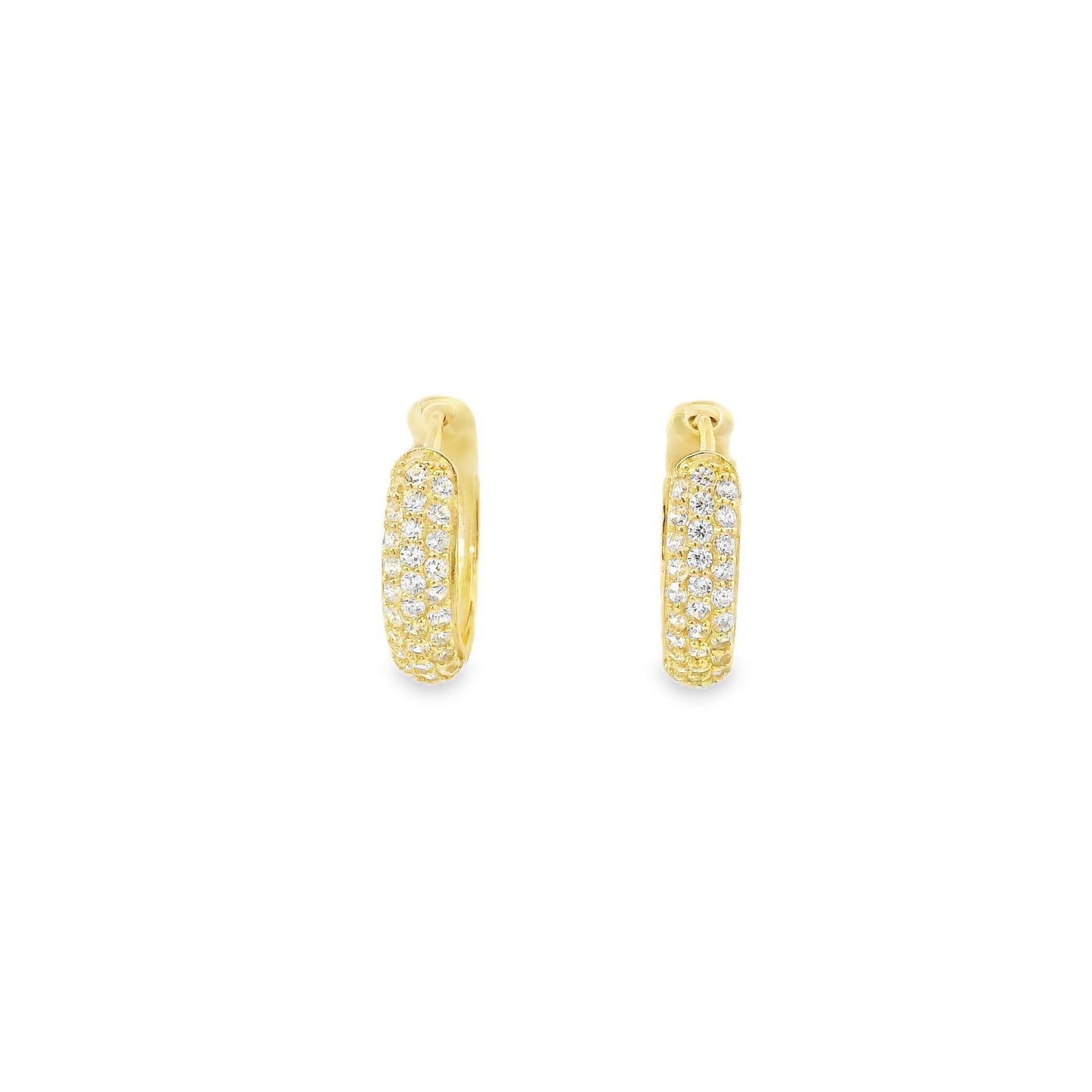 Medium Three Row Pave Diamond CZ Huggie Earrings - KE19488