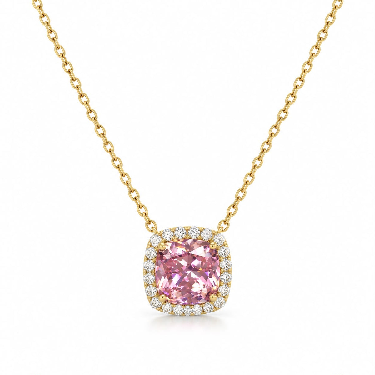 Halo Cushion Necklace 15+3" - PGN29867