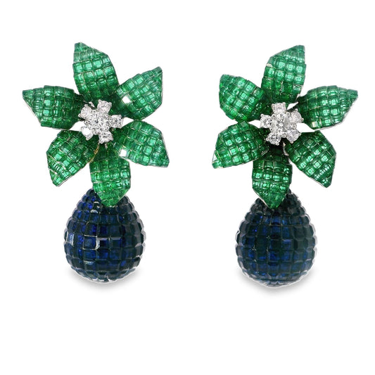 Large Flower Drop Omega Back Earring - AE100091W