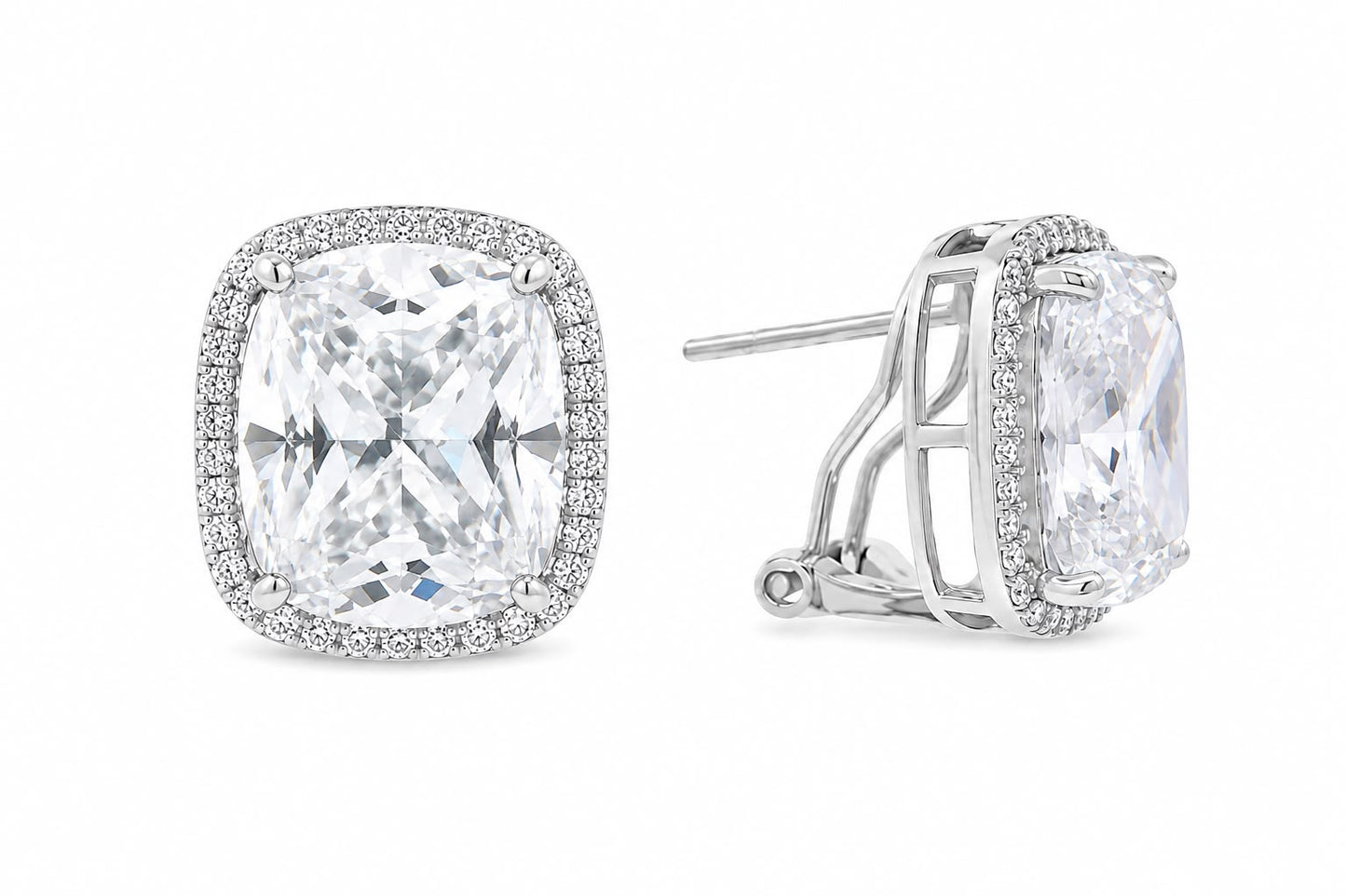 Cushion Cut Large Halo Stud - KE192035