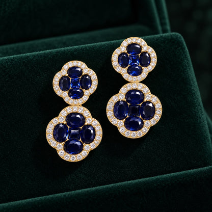 Double Clover Gemstone Earring - KE192197