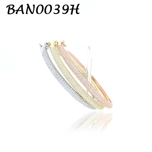 3 Row Pave Half Way Bangle - BAN0039H