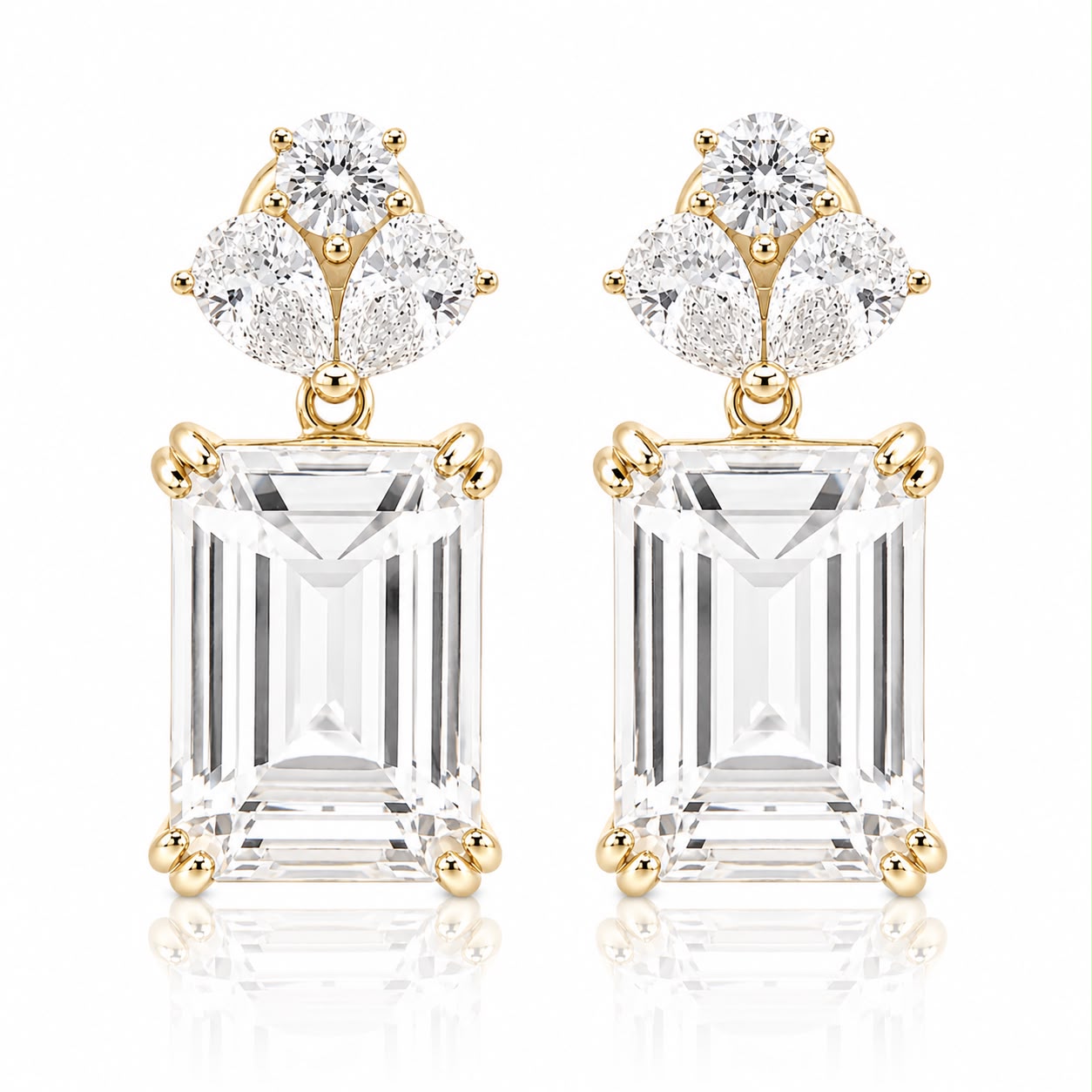 Fancy Emerald Cut Medium Earring - KE192013