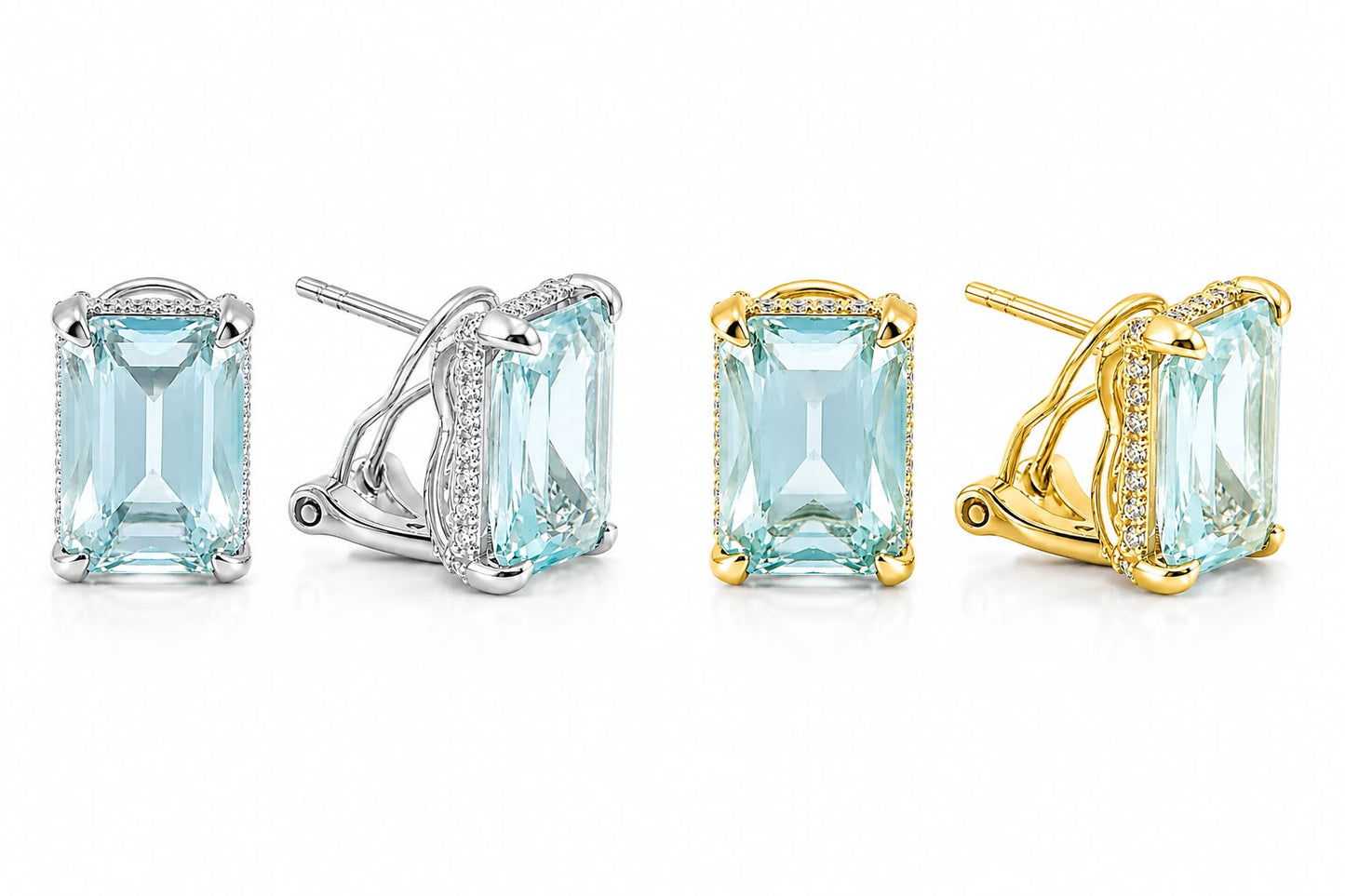 Mini Emerald Cut with Halo Stud - KE192045