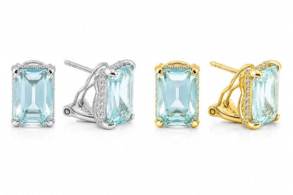 Mini Emerald Cut with Halo Stud - KE192045