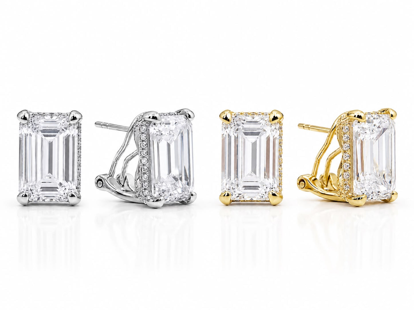 Mini Emerald Cut with Halo Stud - KE192045