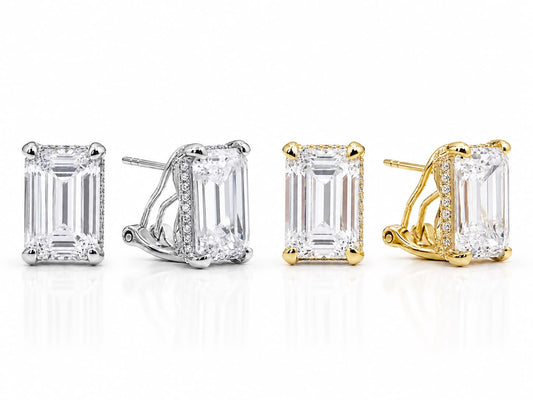 Mini Emerald Cut with Halo Stud - KE192045