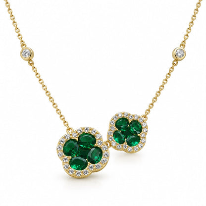 Double Clover Gemstone Necklace 15+3" - PGN22463