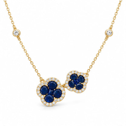 Double Clover Gemstone Necklace 15+3" - PGN22463