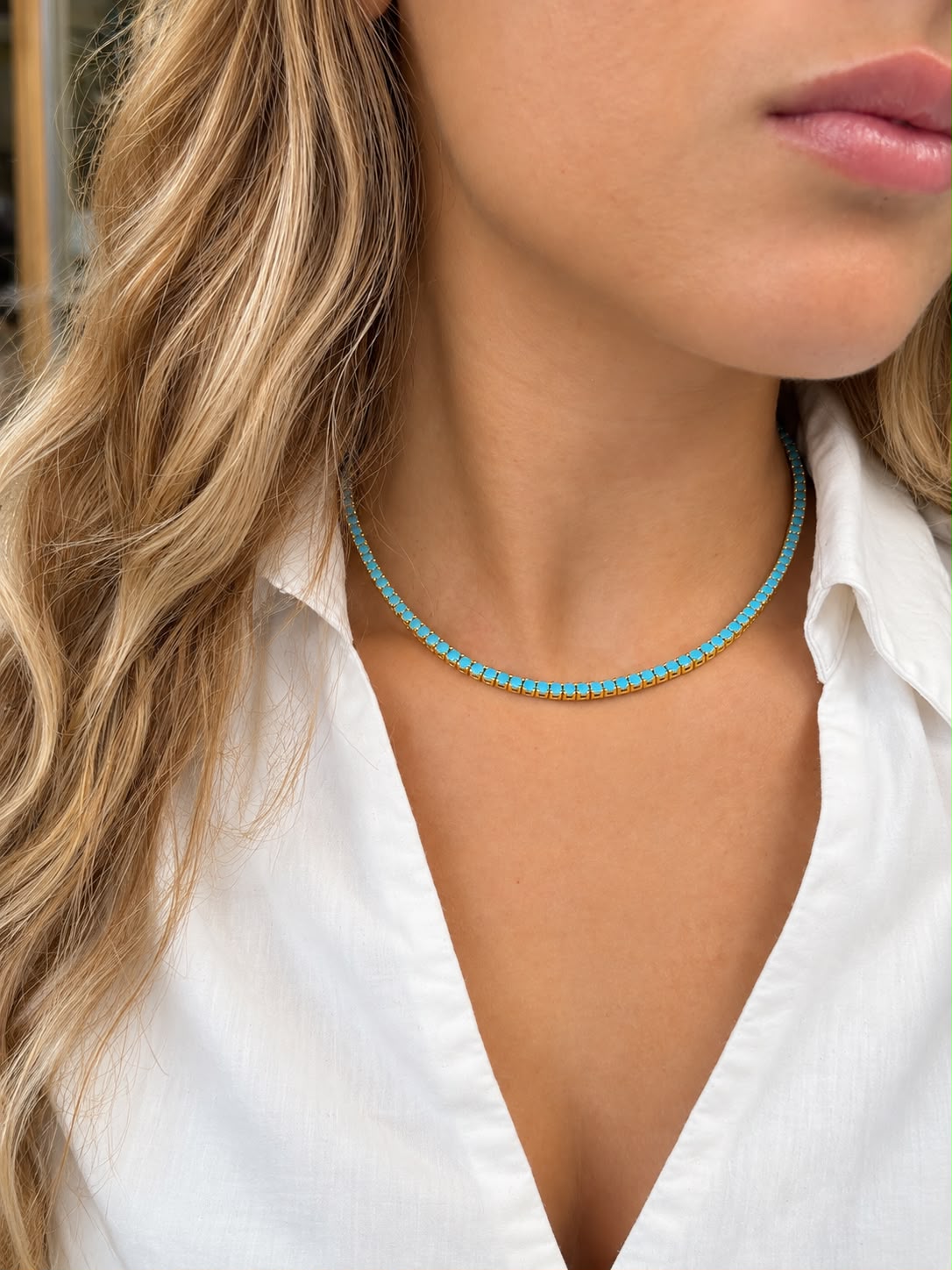 3MM 4PRONG Color Tennis Necklace - KN22158-3