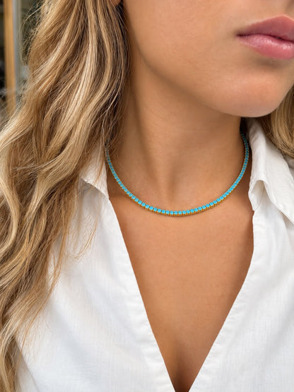 3MM 4PRONG Color Tennis Necklace - KN22158-3