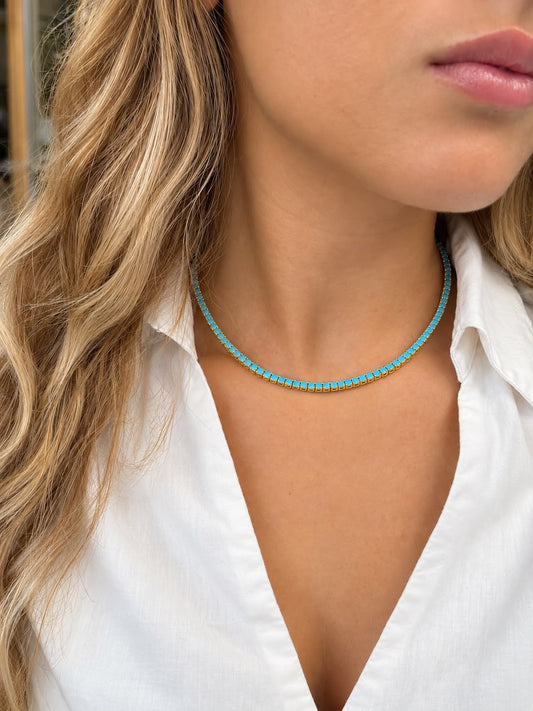 3MM 4PRONG Color Tennis Necklace - KN22158-3