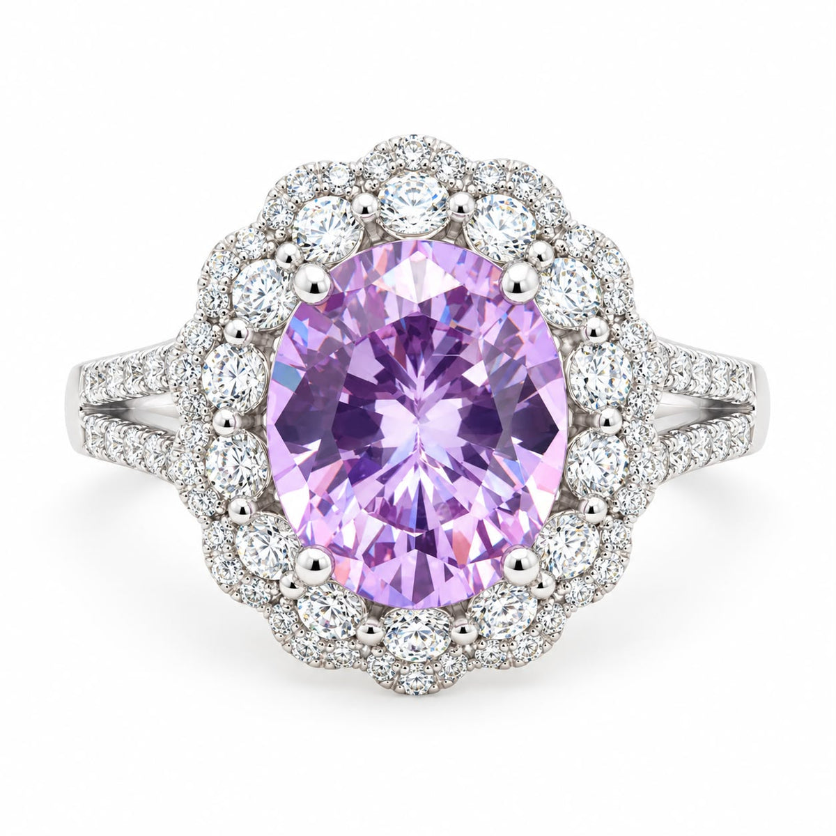 Oval Double Halo Statement Ring - KR66973