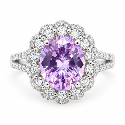 Oval Double Halo Statement Ring - KR66973
