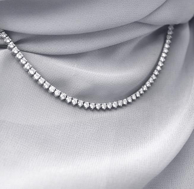 Diamond CZ 3MM 3prong Tennis/Riviera Necklavce - KN22053